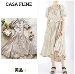 ✨美シルエット✨CASA FLINEリネンイレヘム半袖ワンピース