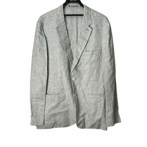 ポールスミス PAUL SMITH テーラードジャケット 麻 リネン 灰 グレー XL メンズ