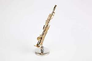 ミニチュア楽器（フィギュア）ソプラノサックス カラーゴールド 金属製 1/12（8cm） サンライズサウンドハウス（飾り物で音は出ません）