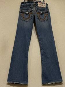 ※TRUE RELIGION トゥルーレリジョン RAINBOW BILLY レインボー デニムパンツ 未裾直 インディゴ 米国製 28 　　 BJBD.AA