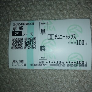 チムニートップス　京都未勝利戦 　現地単勝馬券　2024/11/10