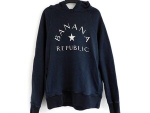 美品 バナナリパブリック BANANA REPUBLIC ■ サイズL メンズ パーカー ロゴ入り ネイビーチャコールグレー系 □6L