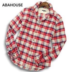 ABAHOUSE アバハウス 秋冬 襟袖ワイヤー★ 長袖 チェック ネル シャツ Sz.2　メンズ　A4T10104_9#B