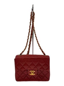 CHANEL◆ショルダーバッグ/山羊革/RED/無地//