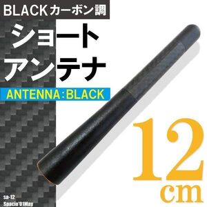 ショートアンテナ 12cm カーボン仕様 トヨタ スパシオ ’01 5月～ 汎用 車 黒 ブラック TOYOTA 受信 カーボン調 高級感 ラジオ ヘリカル