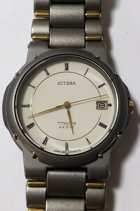 シチズン CITIZEN アテッサ ATTESA 3810-451694 Y 電池交換済み チタンケース 33mm 女性がお使いになられてもナイス 純正チタンブレス仕様