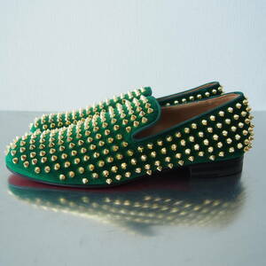 新品 Christian Louboutin size 39 ROLLONG SPIKES FLAT VEAU VELOURS/GG クリスチャン ルブタン #F28