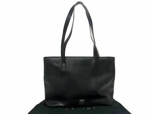 1円 CELINE セリーヌ レザー トートバッグ ショルダーバッグ 肩掛けかばん レディース ブラック系 AX8001