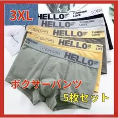 【3XL】ボクサーパンツ 5枚セット メンズ ロゴ 無地 下着 アンダーウェア