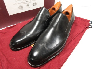 ■HH 未使用 【ジョンロブ パリロブ JOHN LOBB】 ワーウィック 最高級ビスポーク ウイングチップ スリッポン 紳士靴 (メンズ) 黒 ◇8HT1163