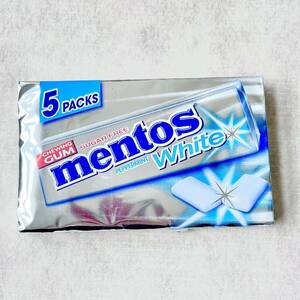 mentos【日本未販売】PEPPERMINT WHITE 5パック　メントス　ミント　爽やか　メントスガム　チューイングガム