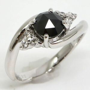 ◆K18 天然ブラックダイヤモンド/天然ダイヤモンドリング◆O◎ 約4.0g 約12号 diamond jewelry ring 指輪 ジュエリー ED3/ED3