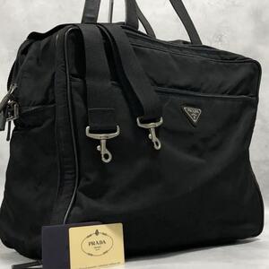 1円【美品】PRADA プラダ Re-Nylon レザー 2way ブリーフケース ビジネスバッグ ナイロン 黒 ブラック A4 メンズ 三角ロゴプレート