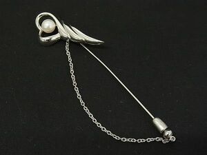 ■美品■ TASAKI タサキ 本真珠 アコヤ真珠 パール 約7mm ピンブローチ ピンバッジ アクセサリー レディース シルバー系 DG1742