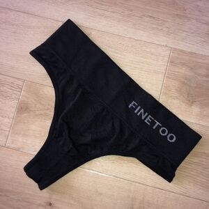 FINETOO Tバック ショーツ 下着 ブラック 黒 アンダーショーツ ブラジリアン ビキニ M 新品 パンツ パンティ ジム ヨガ トレーニング