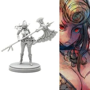 【新品】41mm KINGDOM DEATH キングダム・デス Pinup Weaponsmit 女性戦士 未塗装 レジン製 組み立て キット フィギュア プラモデル H145