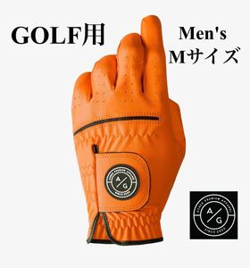 【お洒落なオレンジ色！】新品未使用/ASHER GOLF/アッシャー ゴルフ/グローブ/Mサイズ/ユニーク/激レア/目立つ/メンズ/レザー/男性用/希少