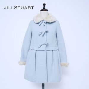 JILLSTUART ジルスチュアート キッズ ファー付ステンカラーコート リボン 水色 サックスブルー サイズ140*XC791