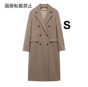 vintage ヴィンテージ レトロ ダブル ロングコート チェスターコート アウター Sサイズ レディース★ZARA 好きな方に★2024 秋新作 新品★