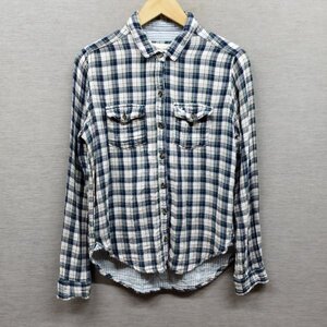 L643 Abercrombie&Fitch アバクロンビー＆フィッチ 長袖 シャツ S ブルー系 タータン チェック コットン アメカジ カジュアル