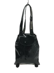 MOSCHINO◆リュック/エナメル/BLK