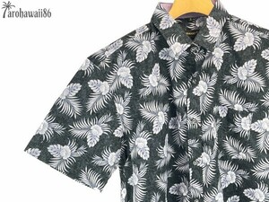 arohawaii86◆AH-5243 L【botanical/ブラック系】半袖シャツ/夏/ヴィンテージ/アロハシャツ/柄シャツ