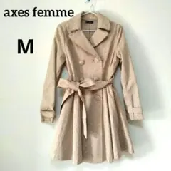 【美品】axes femme ダマスクローズ柄コート ベルト付属　M ベージュ