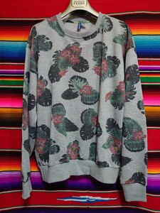 H&M エイチアンドエム ボタニカル プリント スウェット シャツ 新品 未使用 Mサイズ Hawaiian flower pullover gray グレー ビッグサイズ