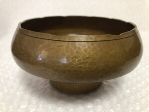 【 金森龍泉（竜泉）作 】車軸 建水 共箱 なし 茶道具 金属工芸 金工 槌目建水 茶器 煎茶道具 伝統工芸品 茶道家所蔵品 駒A 貴028