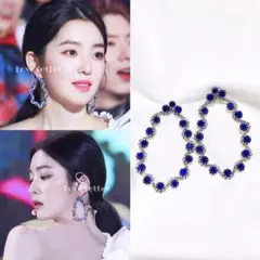 No.301 ブルードロップビジューピアス 韓国 redvelvet アイリーン