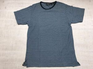 USA製 ダナキャラン DKNY Donna Karan オールド ストリート サーフ 90s古着 トリム リンガー 半袖ボーダー Tシャツ カットソー メンズ M 紺