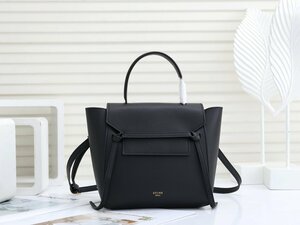 袋付 CELINE セリーヌ ベルトバッグ ナノ レザー 本革 2way ハンドバッグ ミニ ショルダーバッグ ブラック 黒