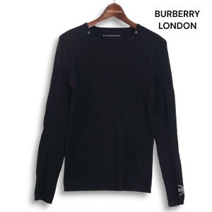 BURBERRY LONDON バーバリー ロンドン 秋冬 ユニオンジャック♪ リブ ニット セーター カットソー Sz.2　レディース 黒　K4T02248_C#K