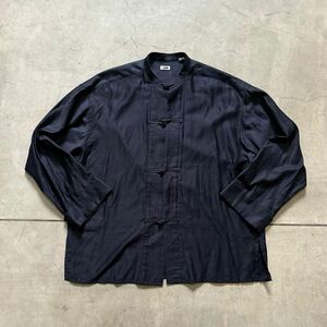 H BEAUTY&YOUTH UNITED ARROWS / SOLID STAND COLLAR CHINA SHIRT / size L ネイビー チャイナシャツ エイチビューティーアンドユース