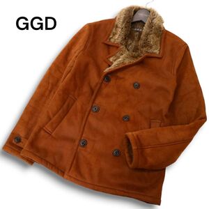 GGD ジージーディー 秋冬 裏ファー★ フェイク ムートン Pコート Sz.2　メンズ　C4T09802_B#N