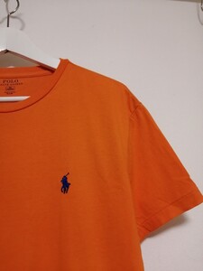 美品　ポロ ラルフローレン　POLORALPHLAUREN 無地Tシャツ　半袖Tシャツ　XS オレンジ　ワンポイント　刺繍 OSAGARI