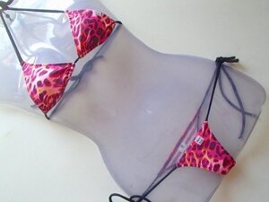 bra42 ◎【新品】ビキニスブラジル　ミニ　マイクロビキニ　Tバックビキニ　黄ピンク　アニマル柄　 Bikinis Brasil　S～Mサイズ◎