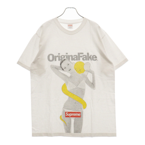 シュプリーム 08SS × オリジナルフェイク 代官山10周年記念 Kate Moss Tee ケイトモスプリントクルーネック半袖Tシャツ ホワイト