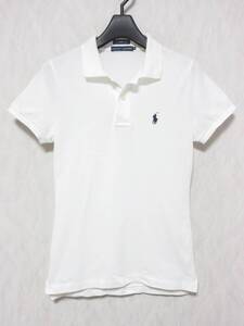 RALPH LAUREN ラルフローレン THE SKINNY POLO ポニー 半袖 ポロシャツ レディース M ホワイト yg6332