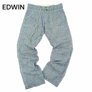 EDWIN エドウィン 712RS バナナファイバー★ ベイカー イージー デニム シャンブレー パンツ ジーンズ Sz.L　メンズ 日本製　C4B00762_2#R