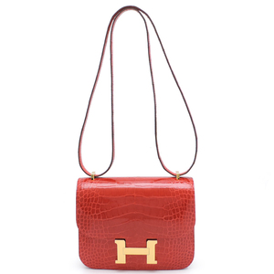 ［銀座店］HERMES エルメス コンスタンス3 18 ミニ D刻印 2019年製 ゴールド金具 ショルダーバッグ アリゲーター DH68290