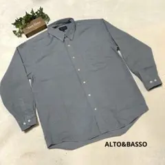 美品【ALTO&BASSO】シャツカットソー(長袖)水色✨ボタンダウンカジュアル