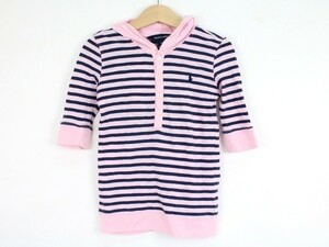 ポロ ラルフローレン ボーダー パーカー 七分丈 カットソー トップス 男の子用 110サイズ 紺ピンク キッズ 子供服 POLO Ralph Lauren