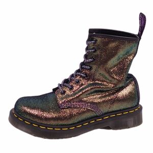 美品 ドクターマーチン Dr.Martens ブーツ ショートブーツ 8ホール 1460 シューズ レディース UK4 パープルゴールド cf07ms-rm04f10868