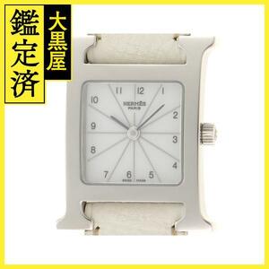 HERMES　エルメス　Ｈウォッチ　HH1.210　クオーツ　SS/革　ホワイト文字盤　レディース【431】2148103634789