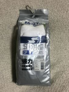 新品未使用 未開封 中国製 野球 SSK/エスエスケイ YA1039/STRONG 3P SOCKS/3セット ソックス 白 26~29cm