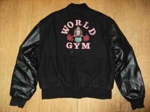 昭和レトロ★アメリカ製★80年代★ボデイビル,格闘技,プロレス,ゴールドジム,腕相撲★USA WORLD GYM ワールドジム ジャンパー ジャケット