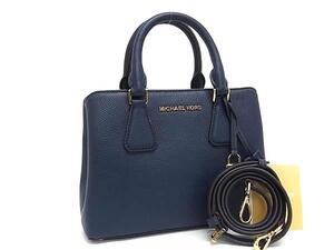 1円 ■極美品■ MICHAEL KORS マイケルコース レザー 2WAY クロスボディ トート ハンドバッグ ショルダー 斜め掛け ネイビー系 FJ3167