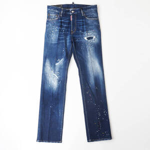 新品正規品 DSQUARED2 ディースクエアード ROADIE JEAN S74LB1340 ダメージ×ペイント ストレッチ デニム 48