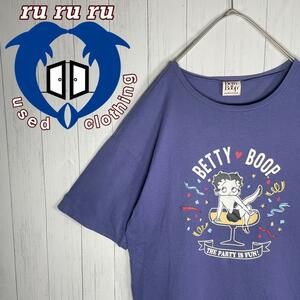 [古着]ベティちゃん　半袖　Tシャツ　プリントデザイン　キャラロゴ　紫　白